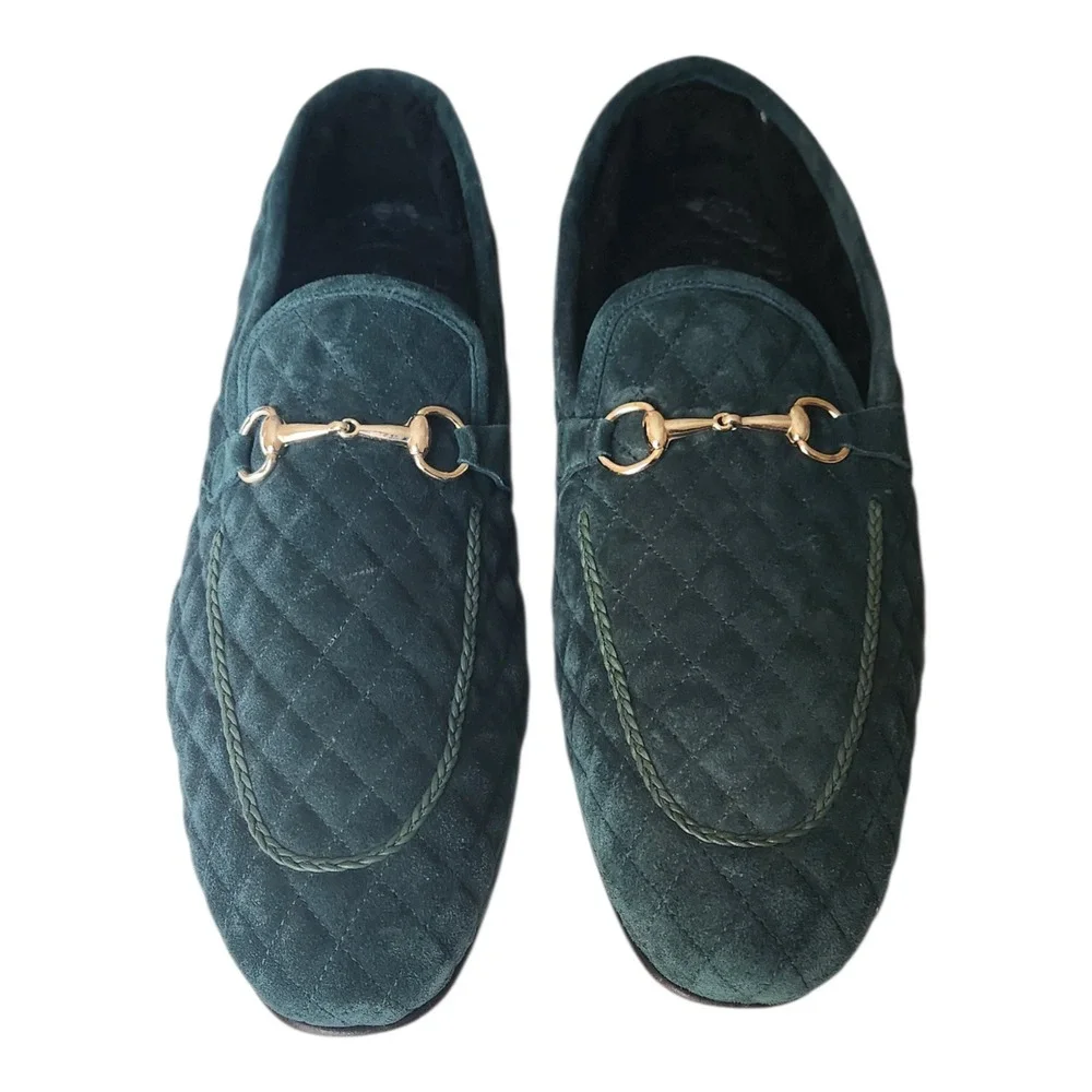 Mezlan‎ 13287 Quilted Suede Bit Loafers Green Mens 13 M Made in Spain